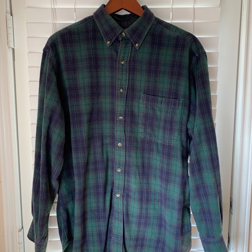 Vintage Blue, Green Flannel. Large